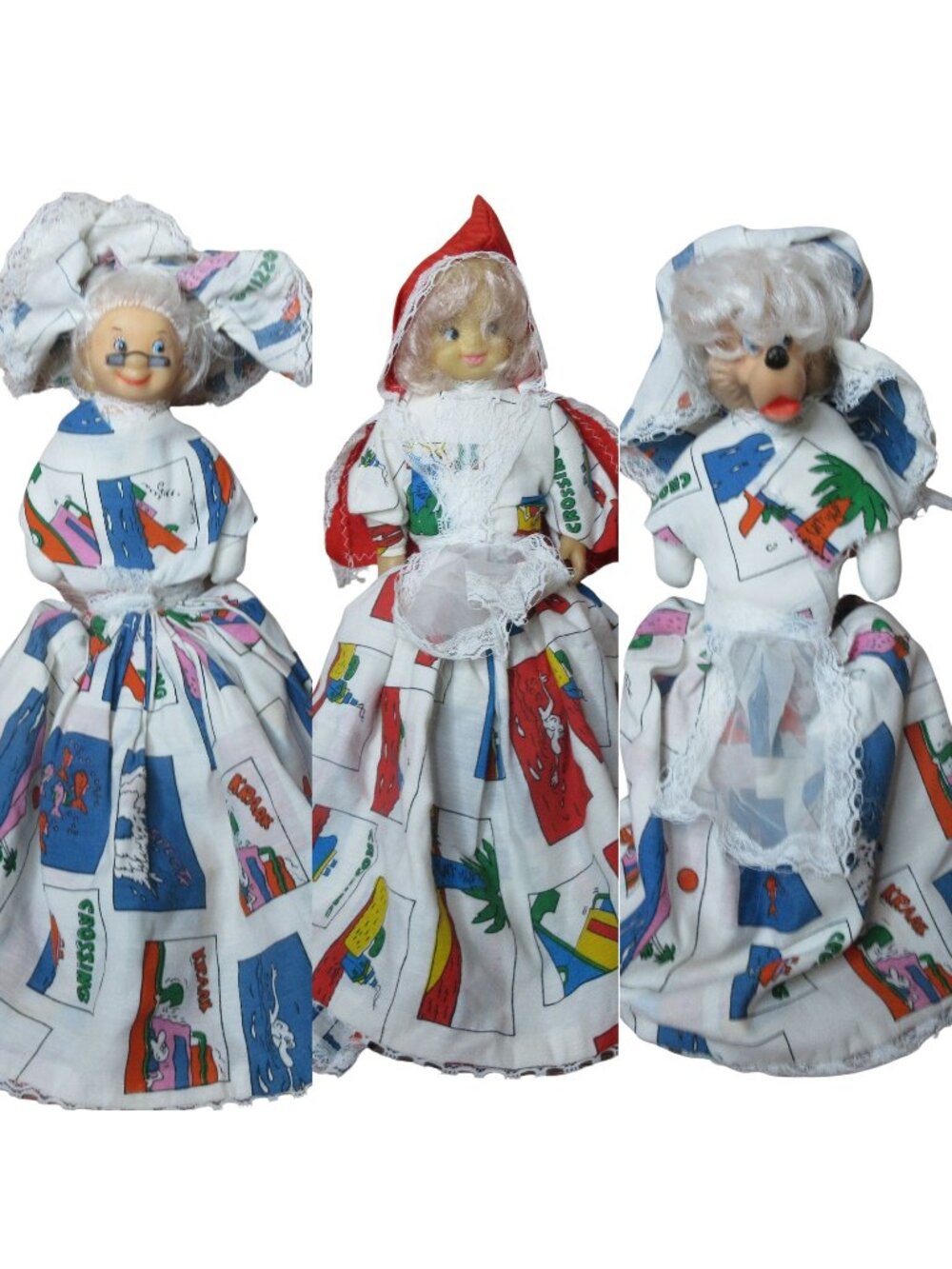 Topsy Turvy Little Red Riding Hood Wolf Grandma 14"  Doll 3 in 1 - Vintage